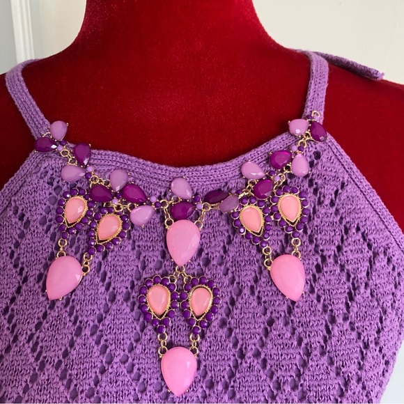 BOSTON PROPER PURPLE MIDI DRESS - Picture 7 of 14